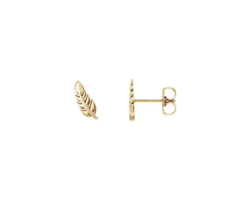 14k Leaf Studs