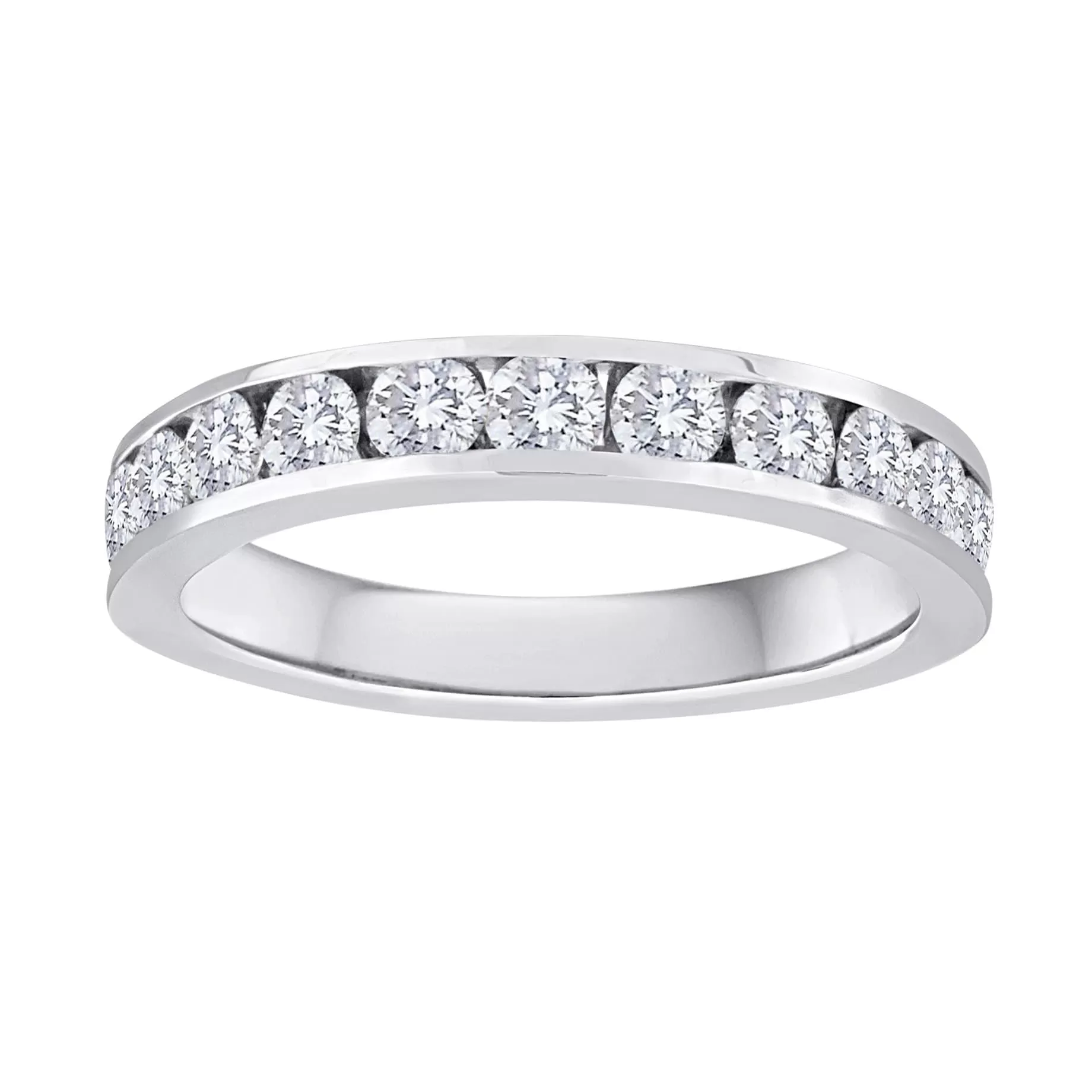 14K White Gold Channel Set Diamond Wedding Band, 1ct tdw