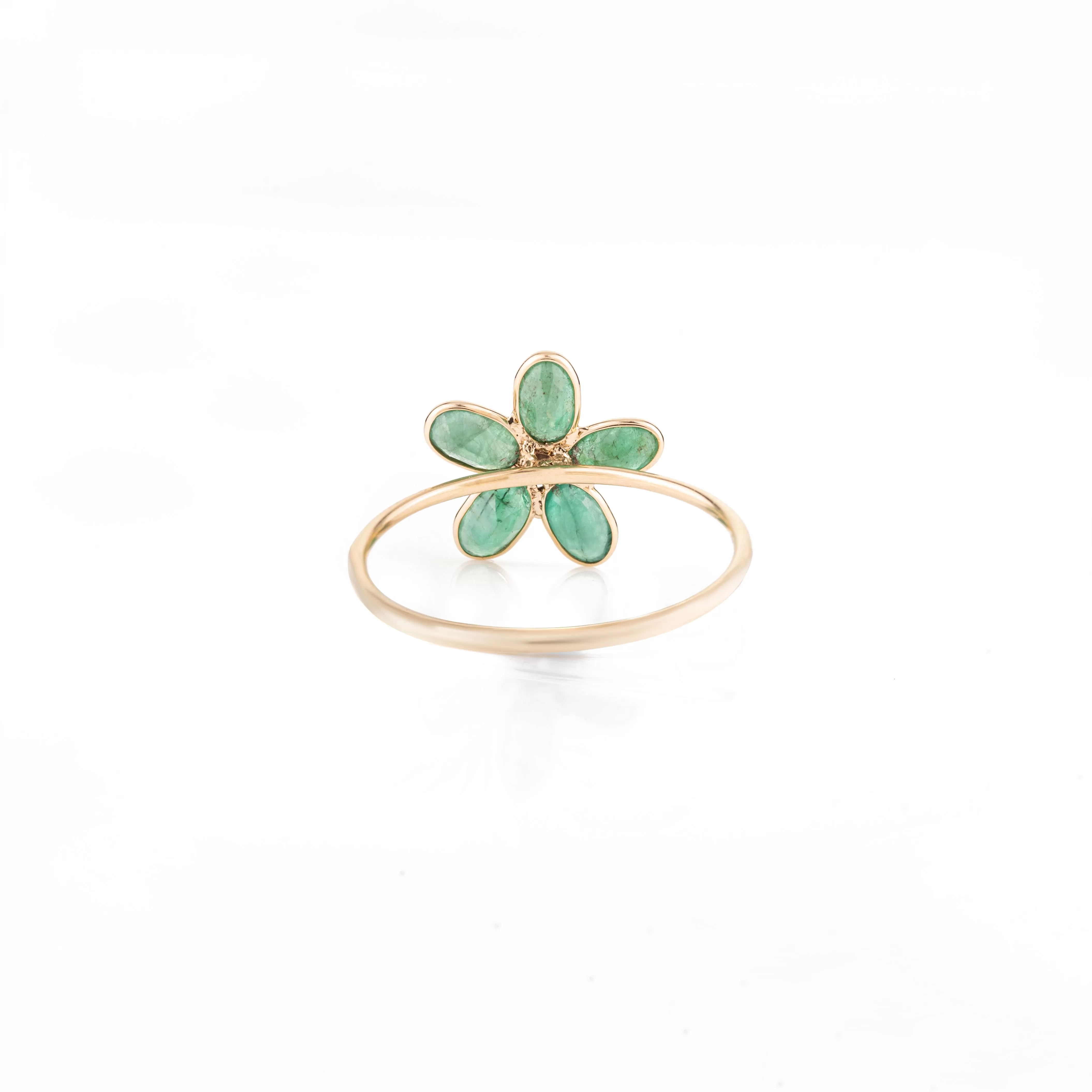 18K Gold Emerald Handmade Floral Ring