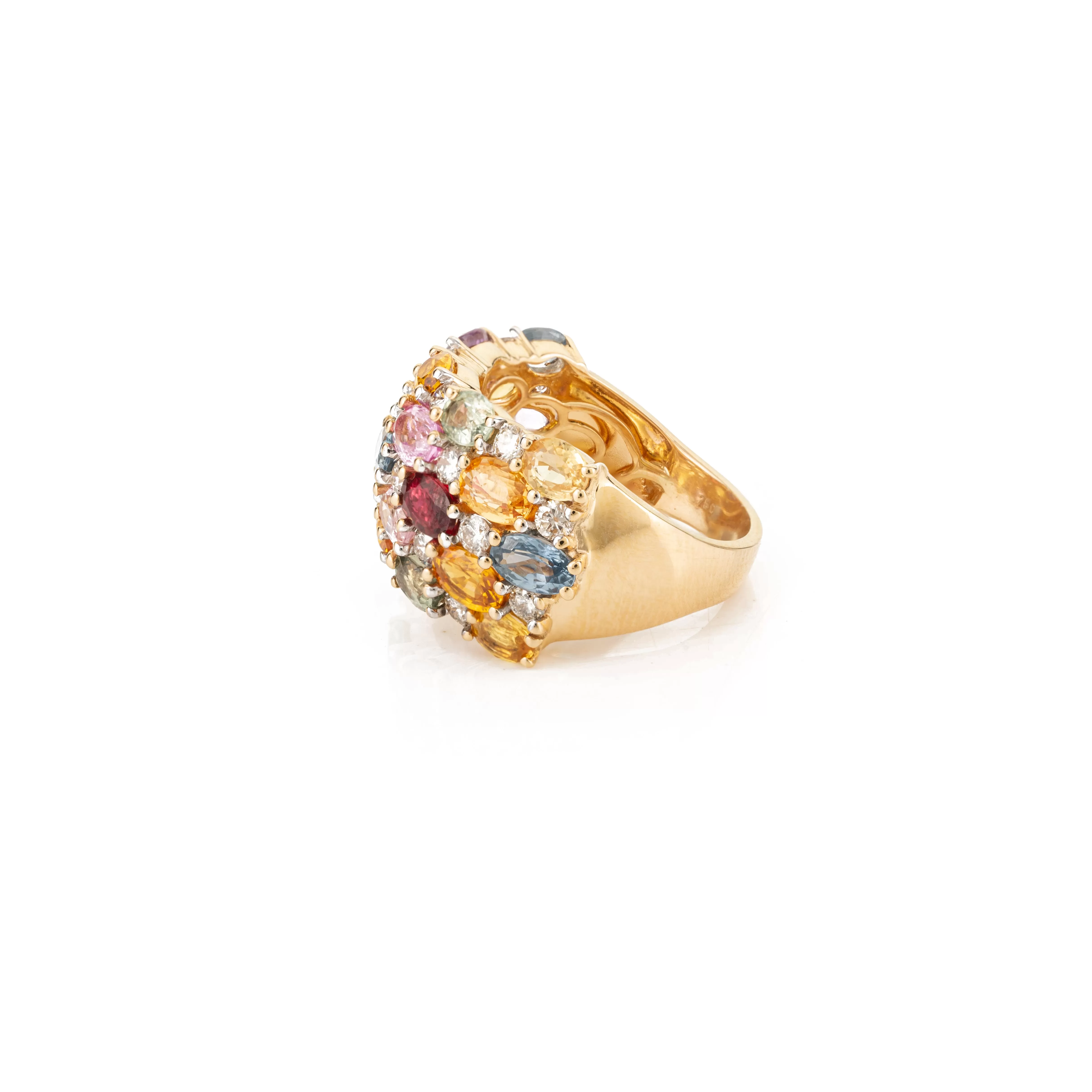 18K Gold Multi Sapphire Band Ring