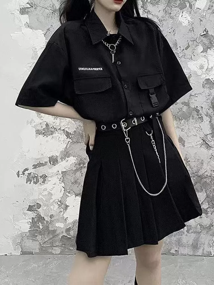 2-Piece-Set: Shirt   Pleated A-LINE Skirt   Belt