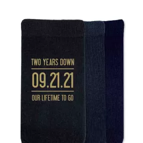 2 Years Down Our Lifetime To Go, Anniversary Socks for Him