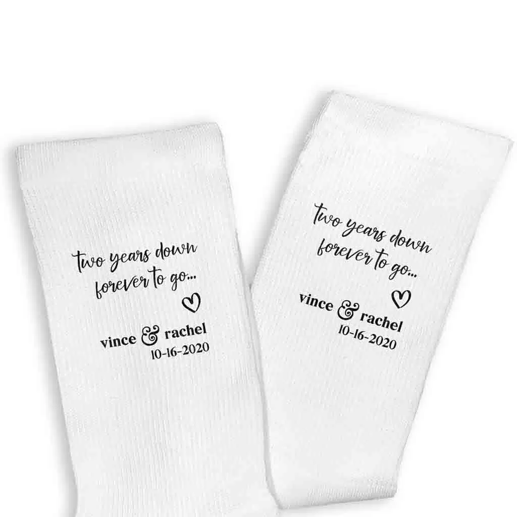 2nd Anniversary Two Years Down Custom Wedding Socks