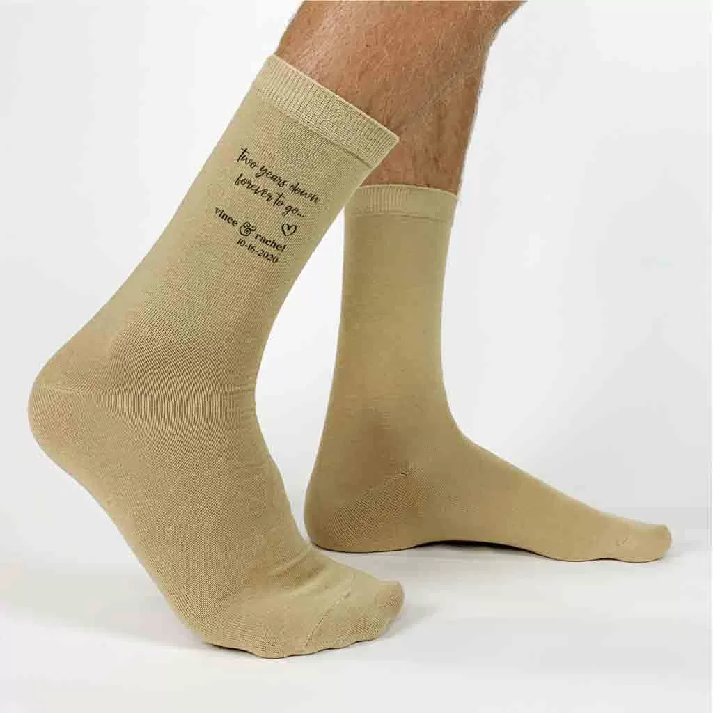 2nd Anniversary Two Years Down Custom Wedding Socks