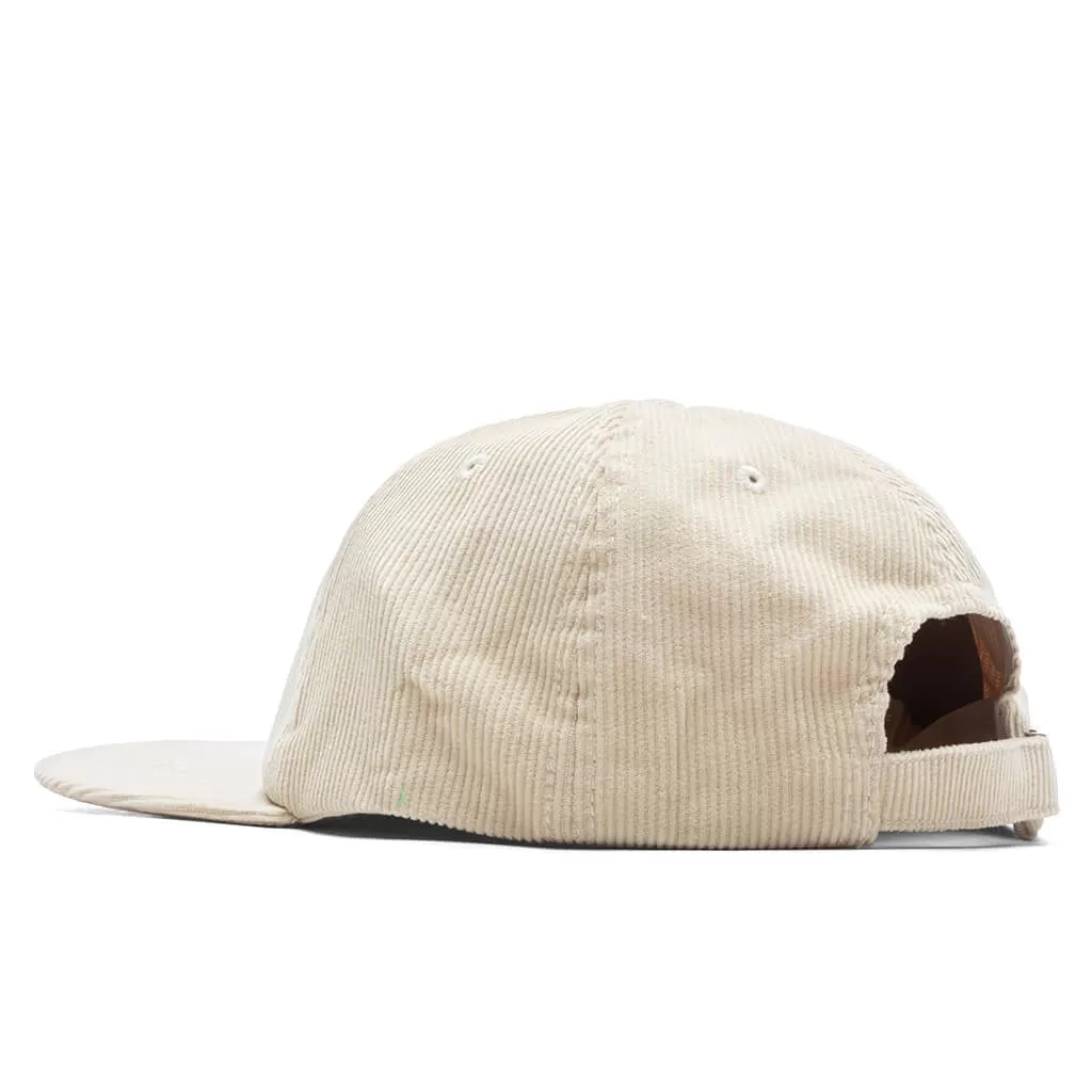 6 Panel Corduroy Cap - White