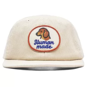 6 Panel Corduroy Cap - White