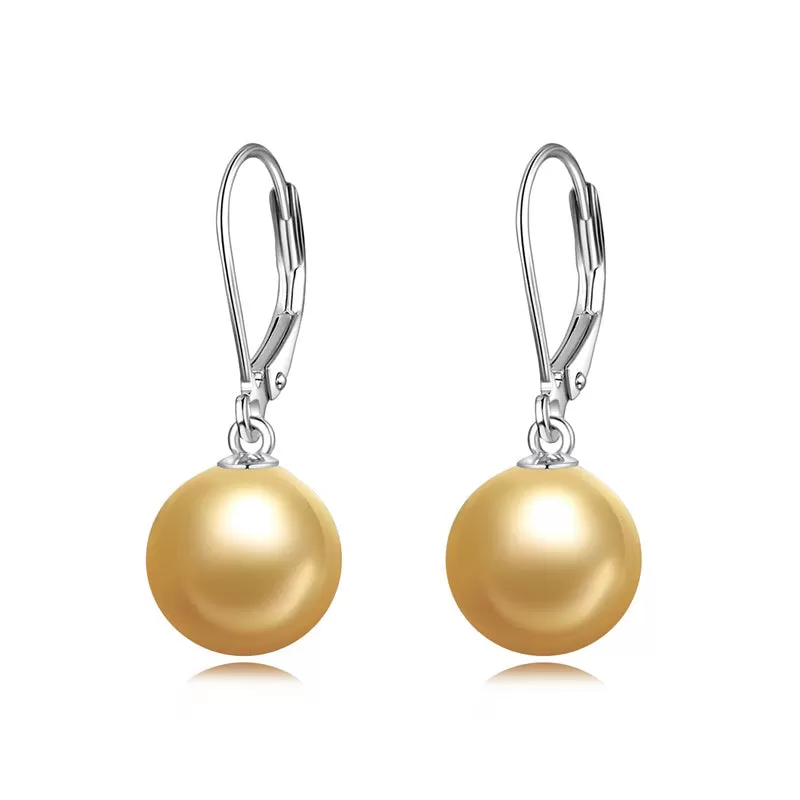 925 Sterling Silver Pearl Leverback Earrings Dangle Drop Jewelry Gifts for Women and Girls