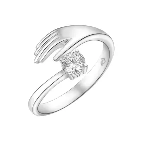 Adjustable CZ Love Hug Ring Sterling Silver