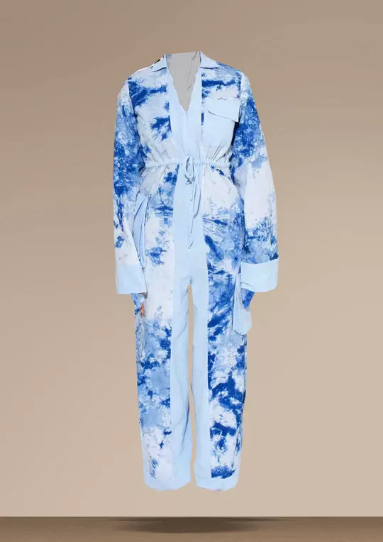 AGA CULTURE Sesi Blue Paneled Jumpsuit