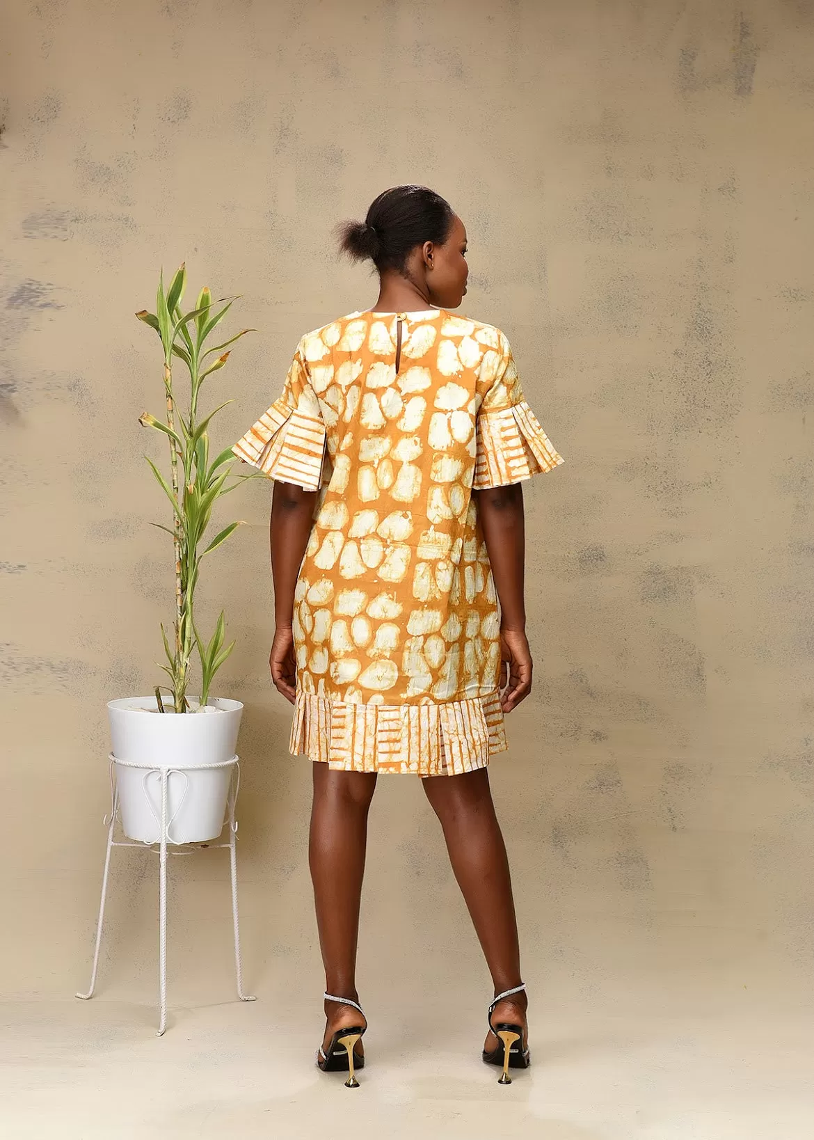 AIMAS Simi Yellow Adire Shift Dress