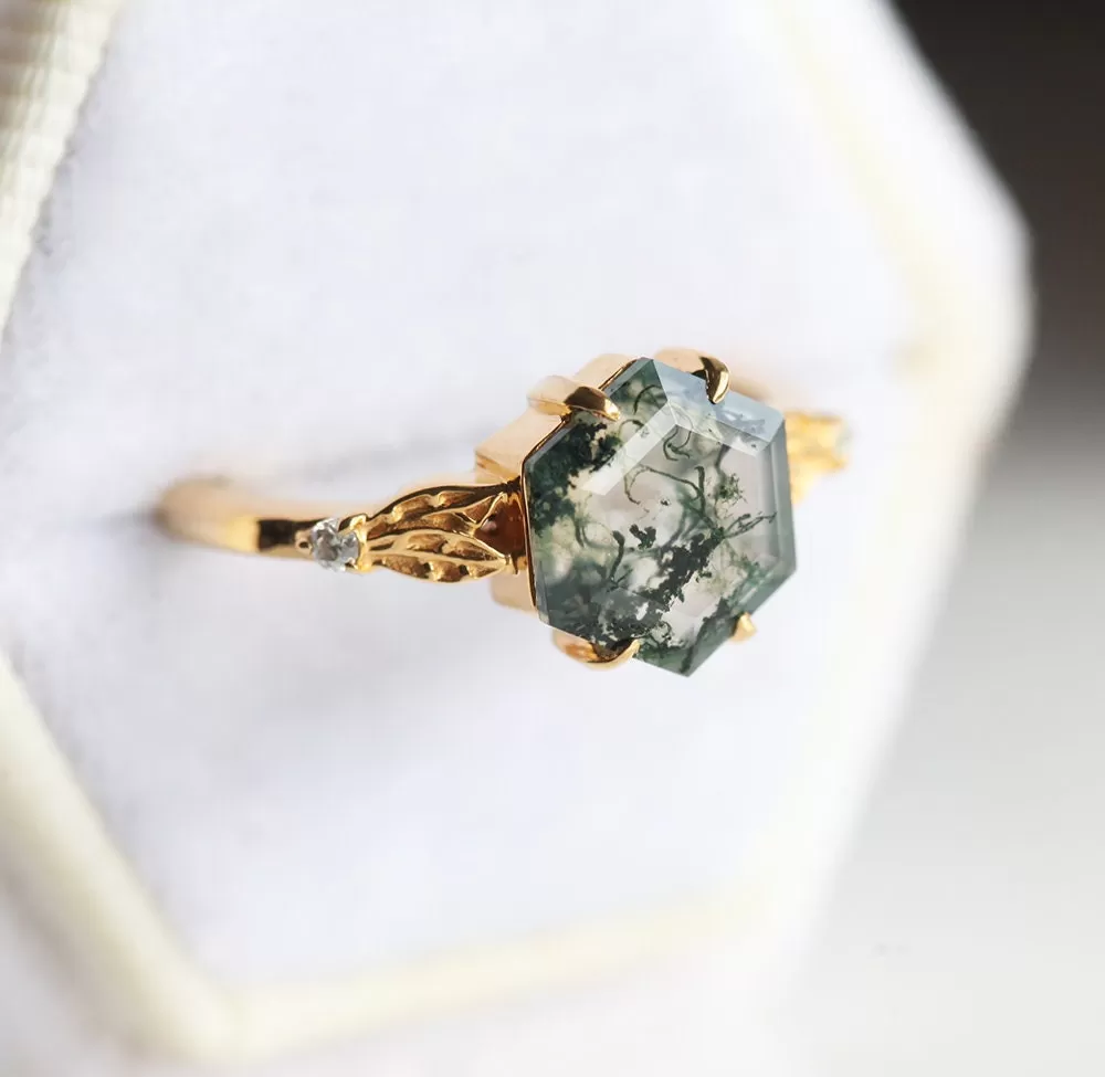 Alyssa Moss Agate Ring Set