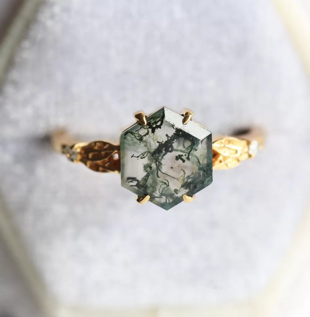 Alyssa Moss Agate Ring Set