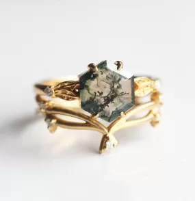 Alyssa Moss Agate Ring Set