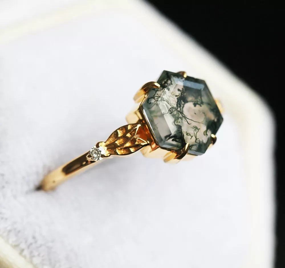 Alyssa Moss Agate Ring Set