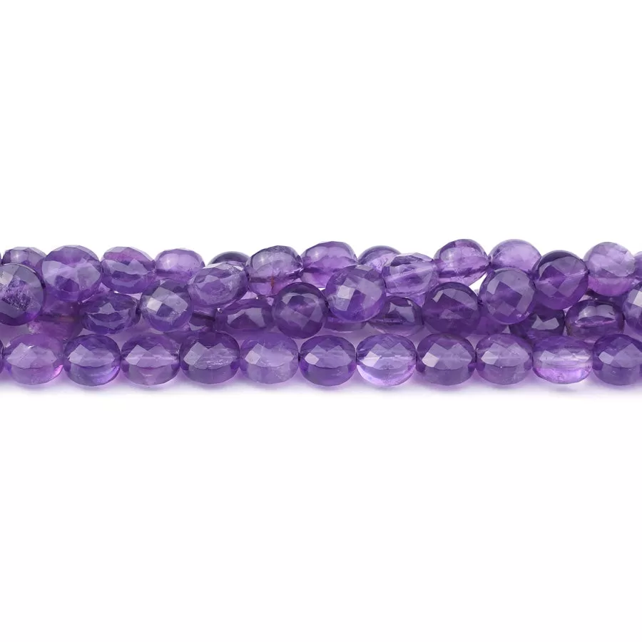 Amethyst 8mm Coin Faceted - 15-16 Inch