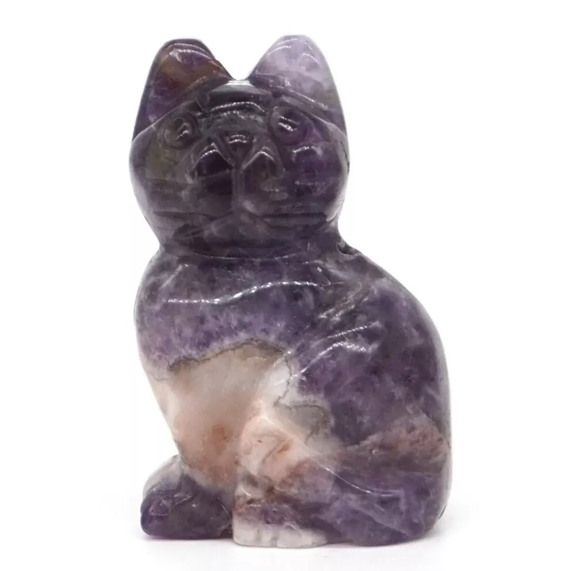 Amethyst gemstone carved Kitty Cat