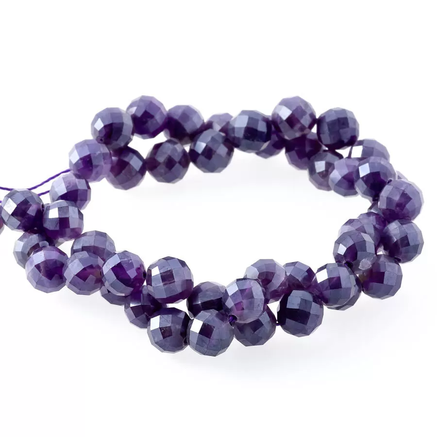 Amethyst Plated 8mm Round Faceted - 15-16 Inch