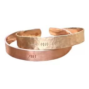 Anniversary Cuffs, Tally Mark Cuff, Roman Numeral Bracelet