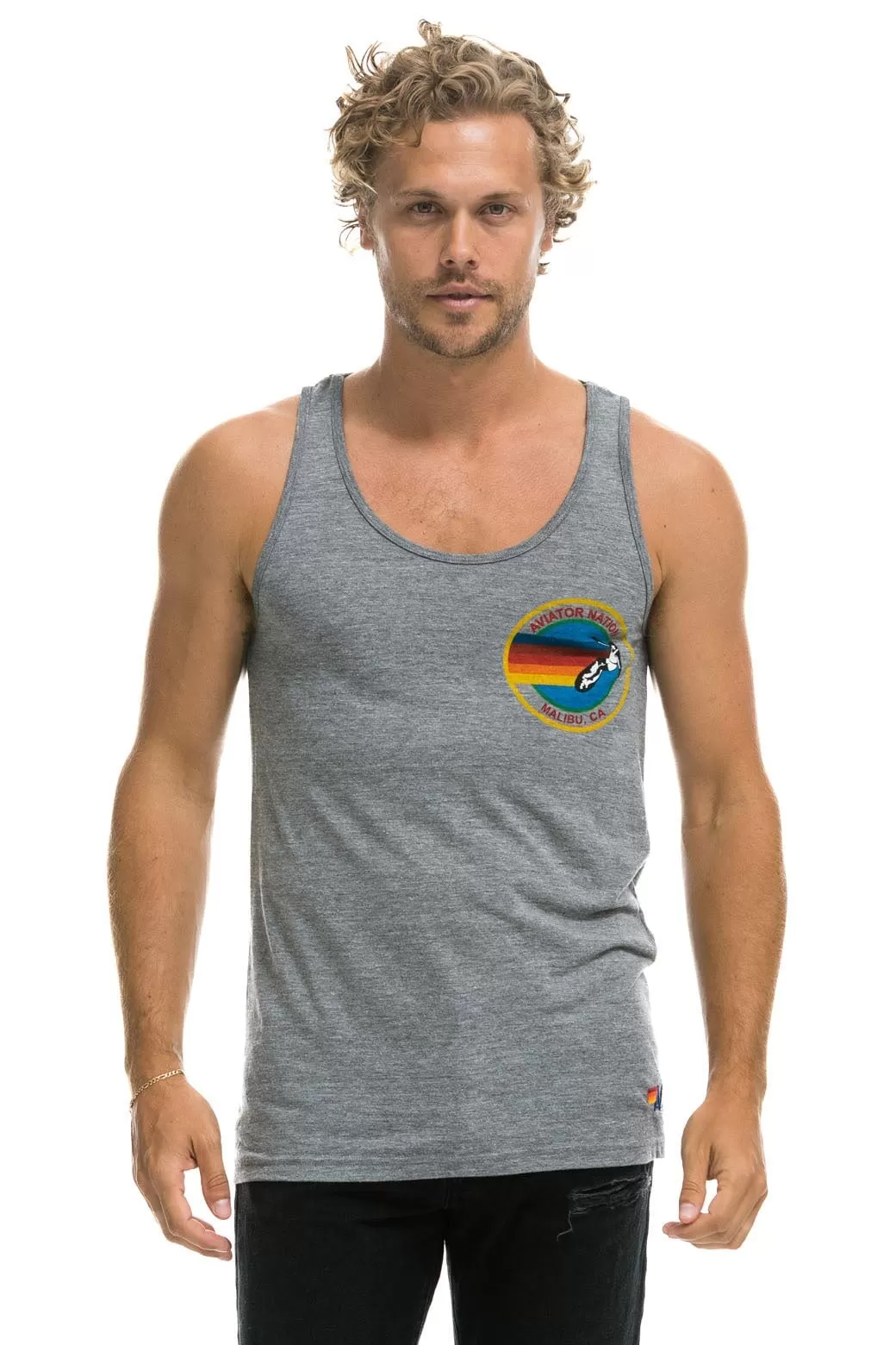 AVIATOR NATION MALIBU TANK - HEATHER GREY