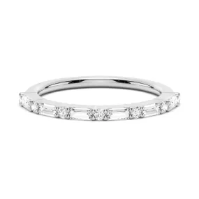 Baguette And Round Prong Moissanite Anniversary Band