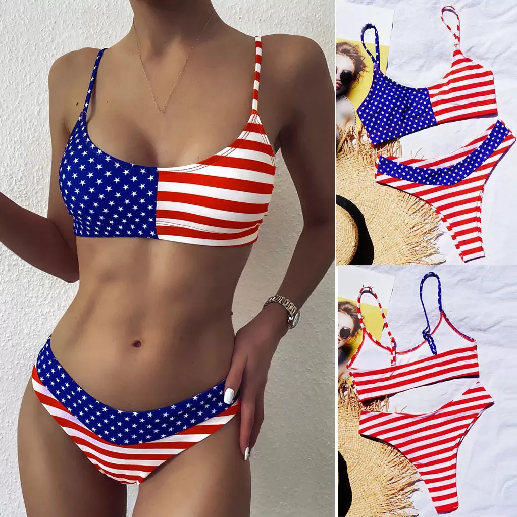 Bikini mit All-American-Beauty-Flagge