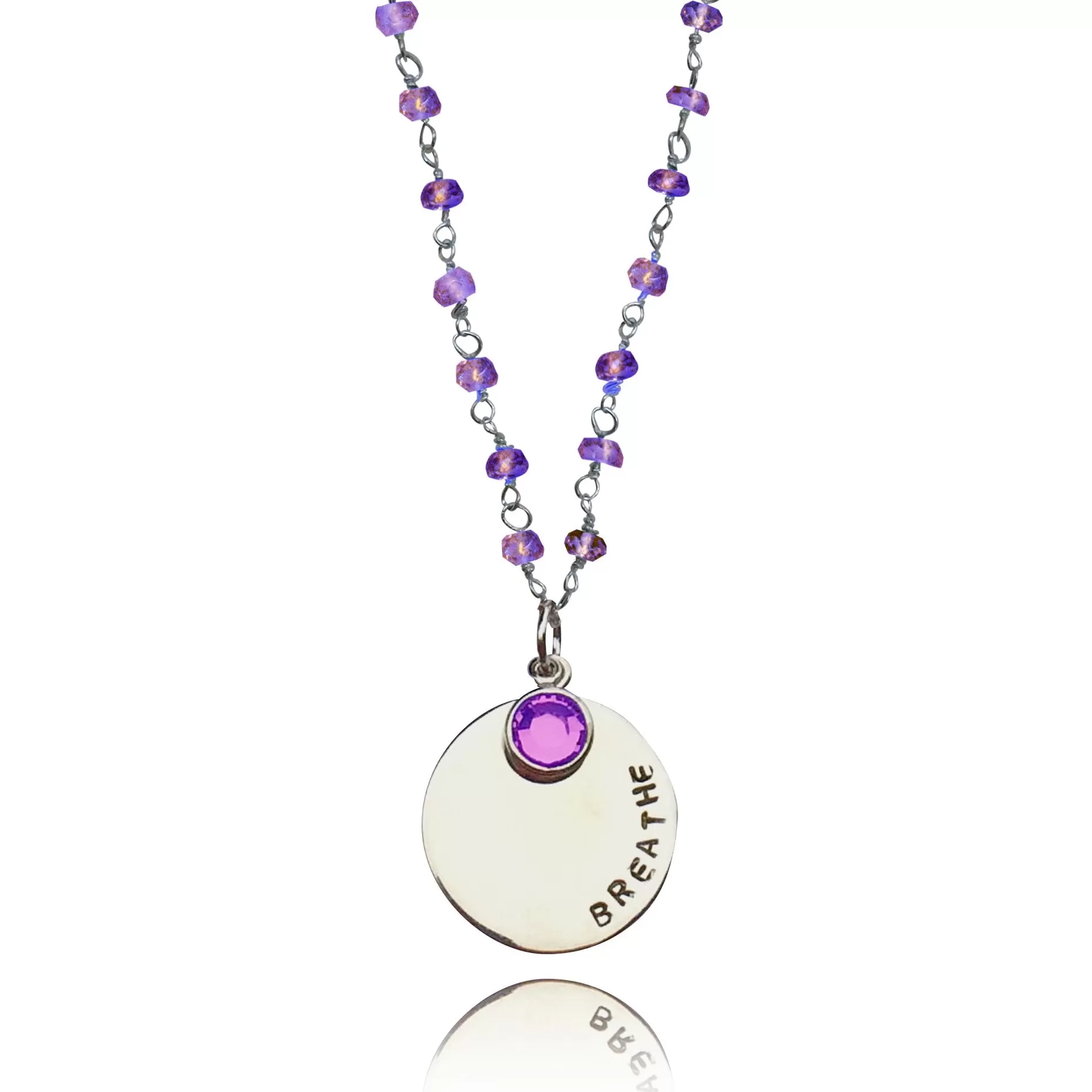 BREATHE Amethyst Necklace to Help Cope with Stress