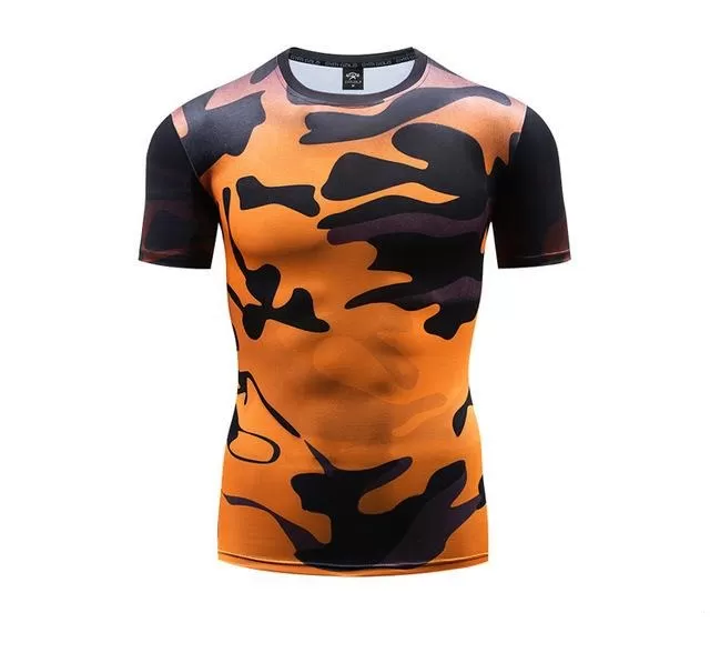 Camouflage Compression 'Liquid | Orange' Short Sleeve Rashguard