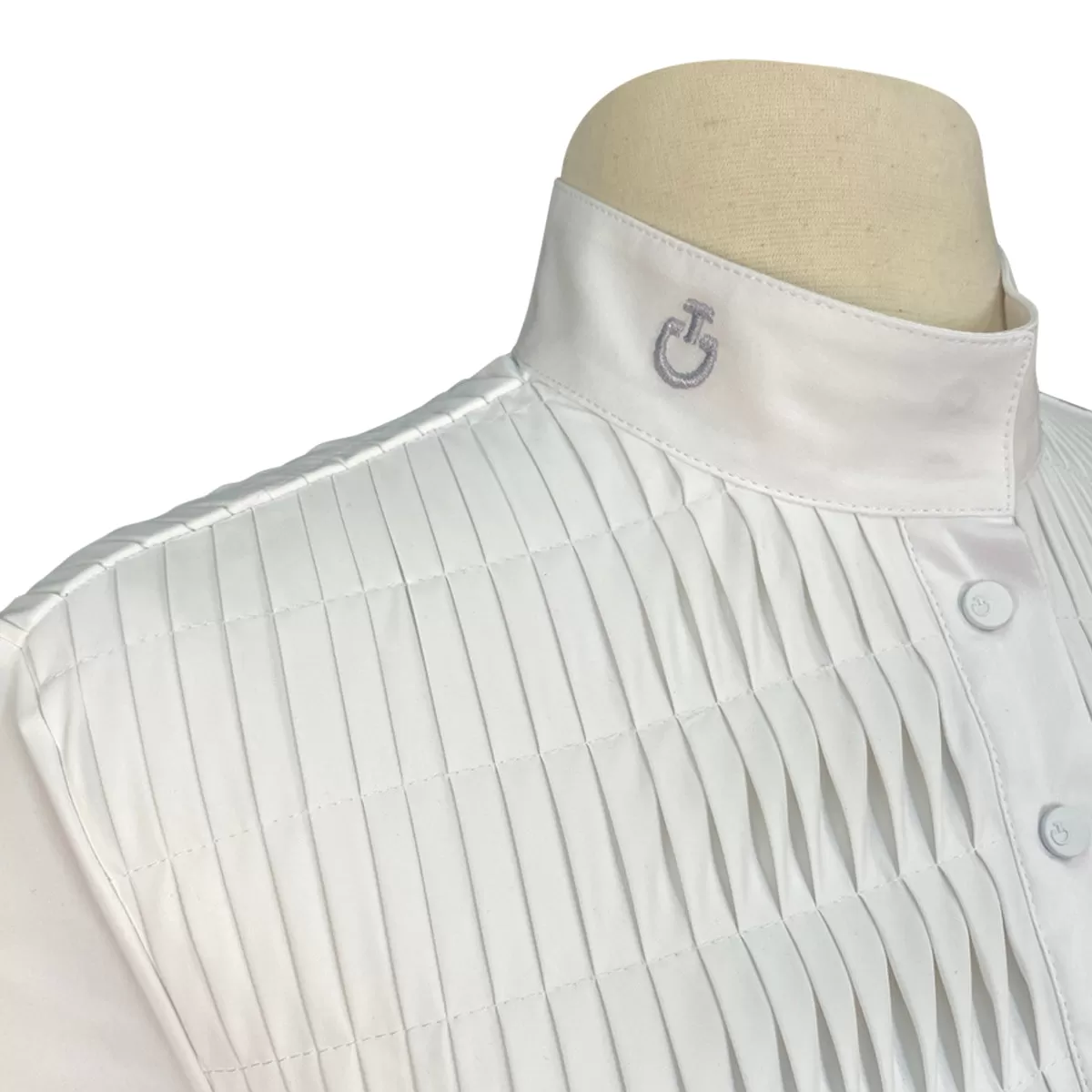 Cavalleria Toscana Jersey S/S Competition Shirt w/Pleated Bib in White - Women's Large