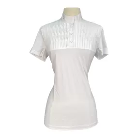 Cavalleria Toscana Jersey S/S Competition Shirt w/Pleated Bib in White - Women's Large