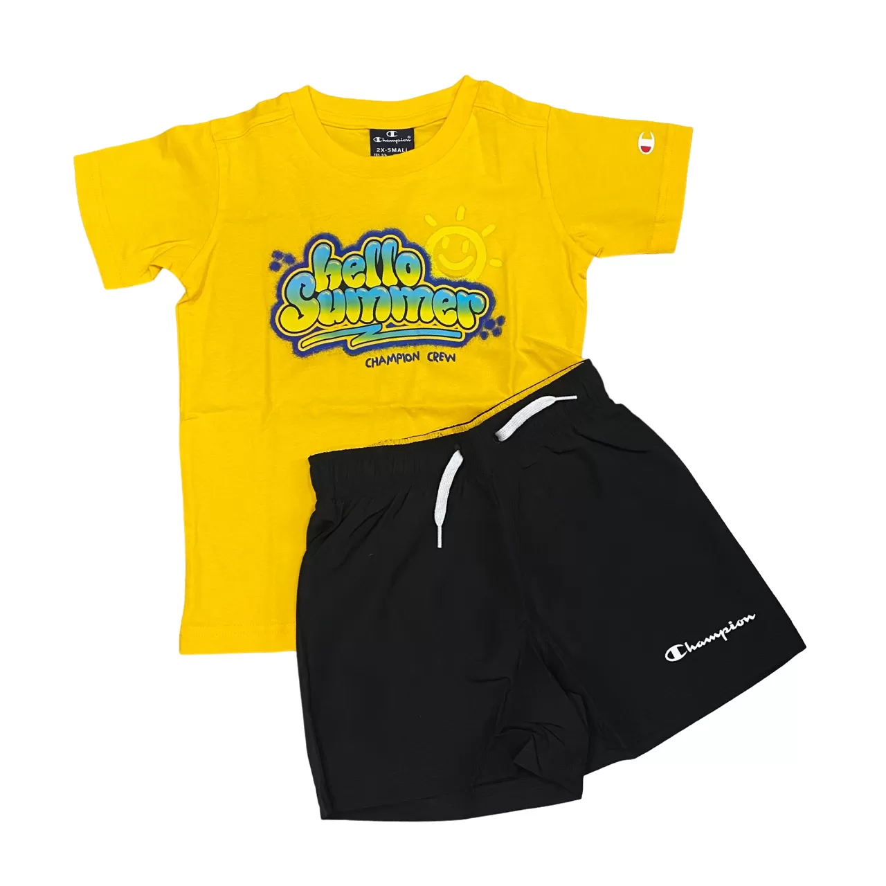 Champion boy's suit with short sleeve t-shirt and boxer shorts 306792 YS011 yellow-blue