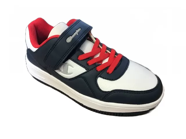 Champion Low Cut Shoe Rebound Low PU children's leather sneakers shoe with tear S31359-S19-BS501 navy-white