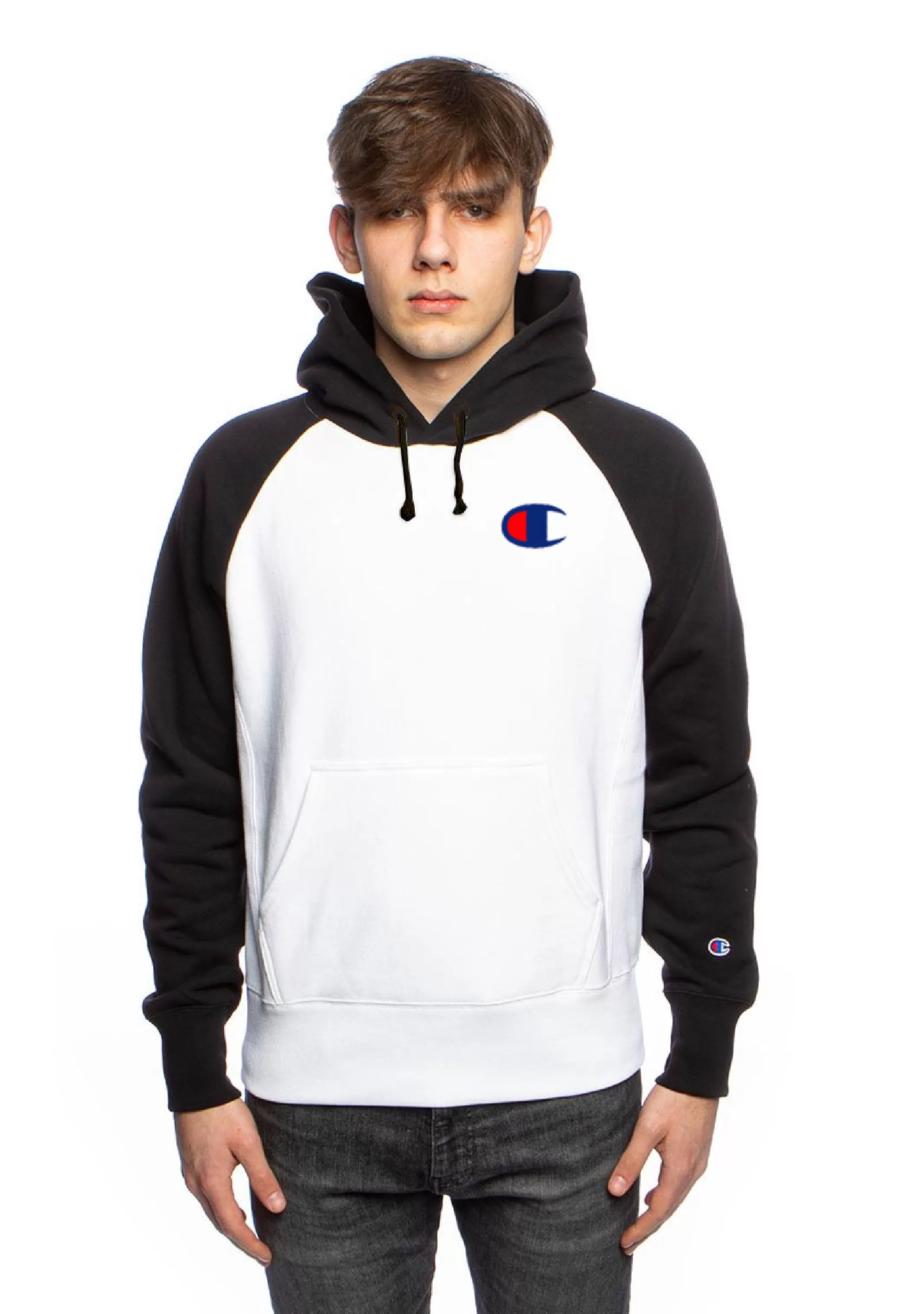 Champion Mens Lightweight Terry Colour Block Hoodie <br> AW44N BAW