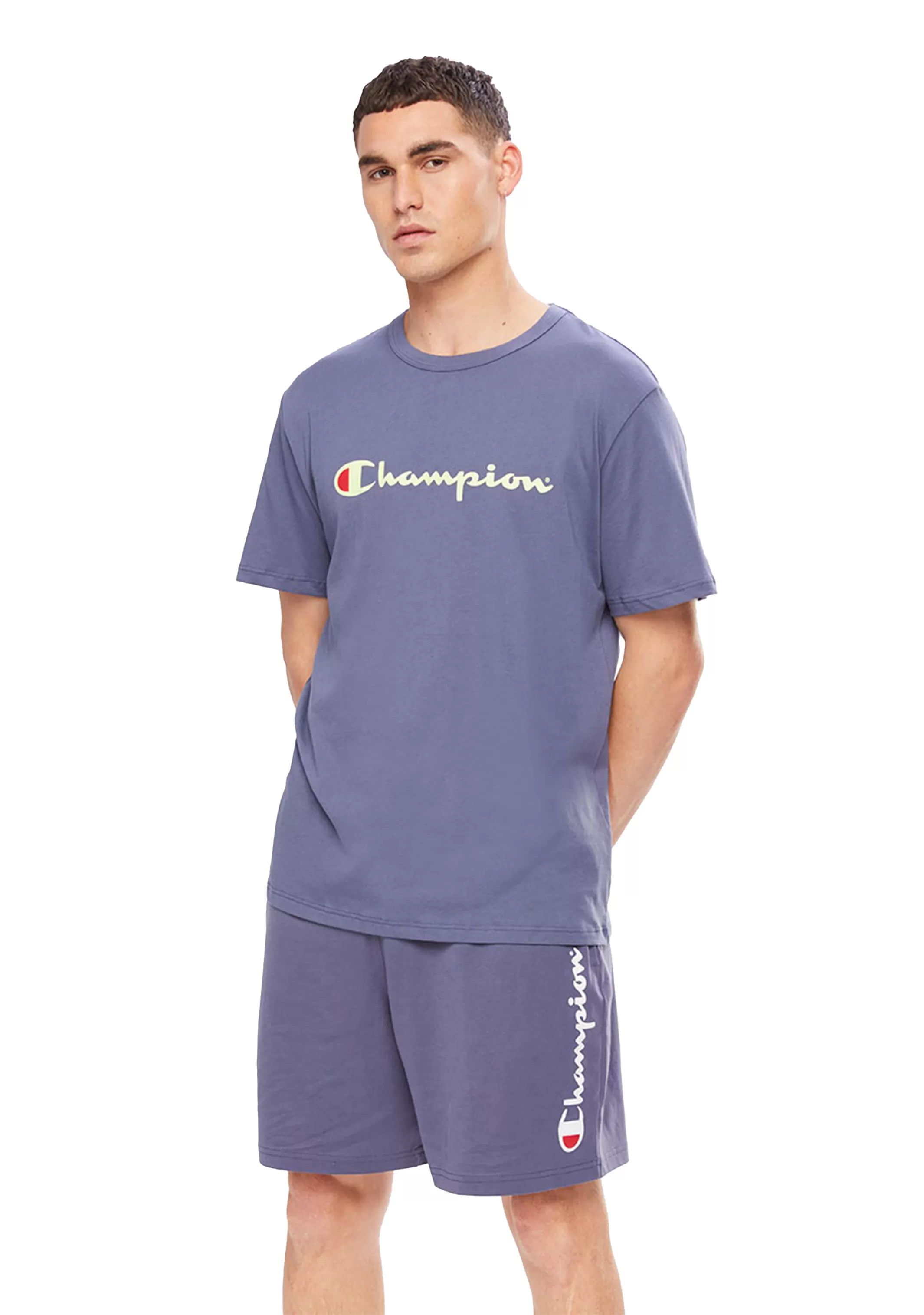 Champion Mens Script Logo Short Sleeve Tee White <br> AXQPN WIT