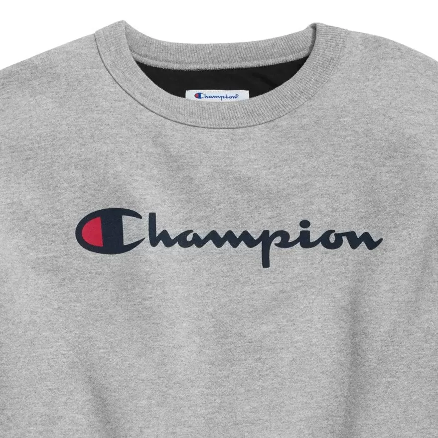 CHAMPION Powerblend Crewneck Sweatshirt Classic Script Logo - Grey