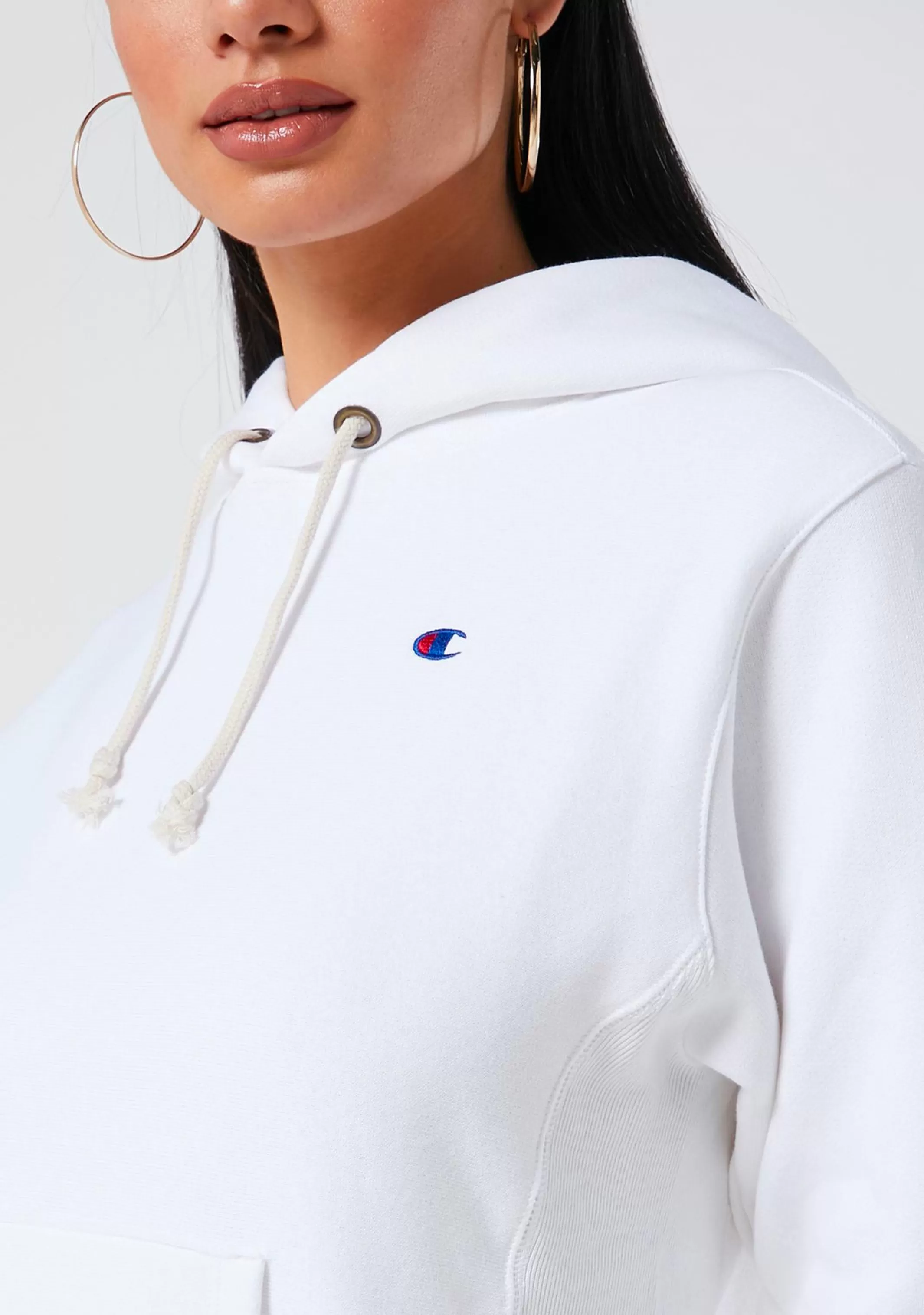 Champion Womens Reverse Weave C Logo Regular Fit Hoodie White <br> CWFBN WIT