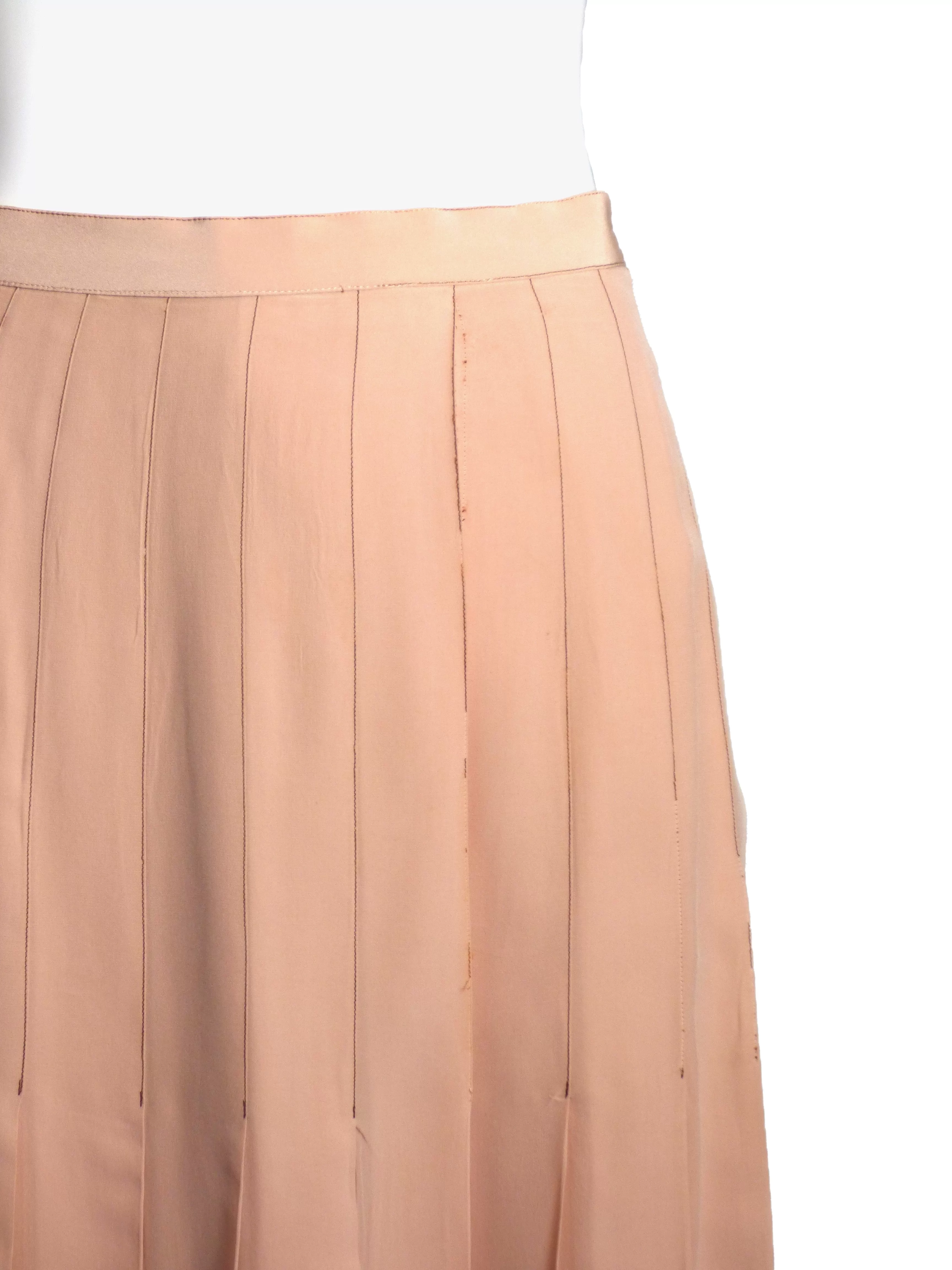 CHANEL-1970s Pink Pleated Silk AS IS Skirt, Size-8