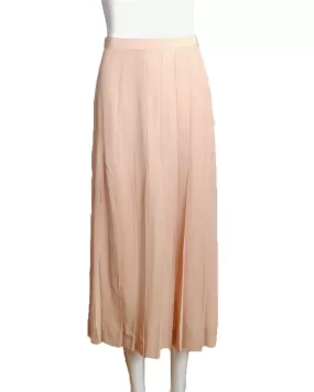 CHANEL-1970s Pink Pleated Silk AS IS Skirt, Size-8