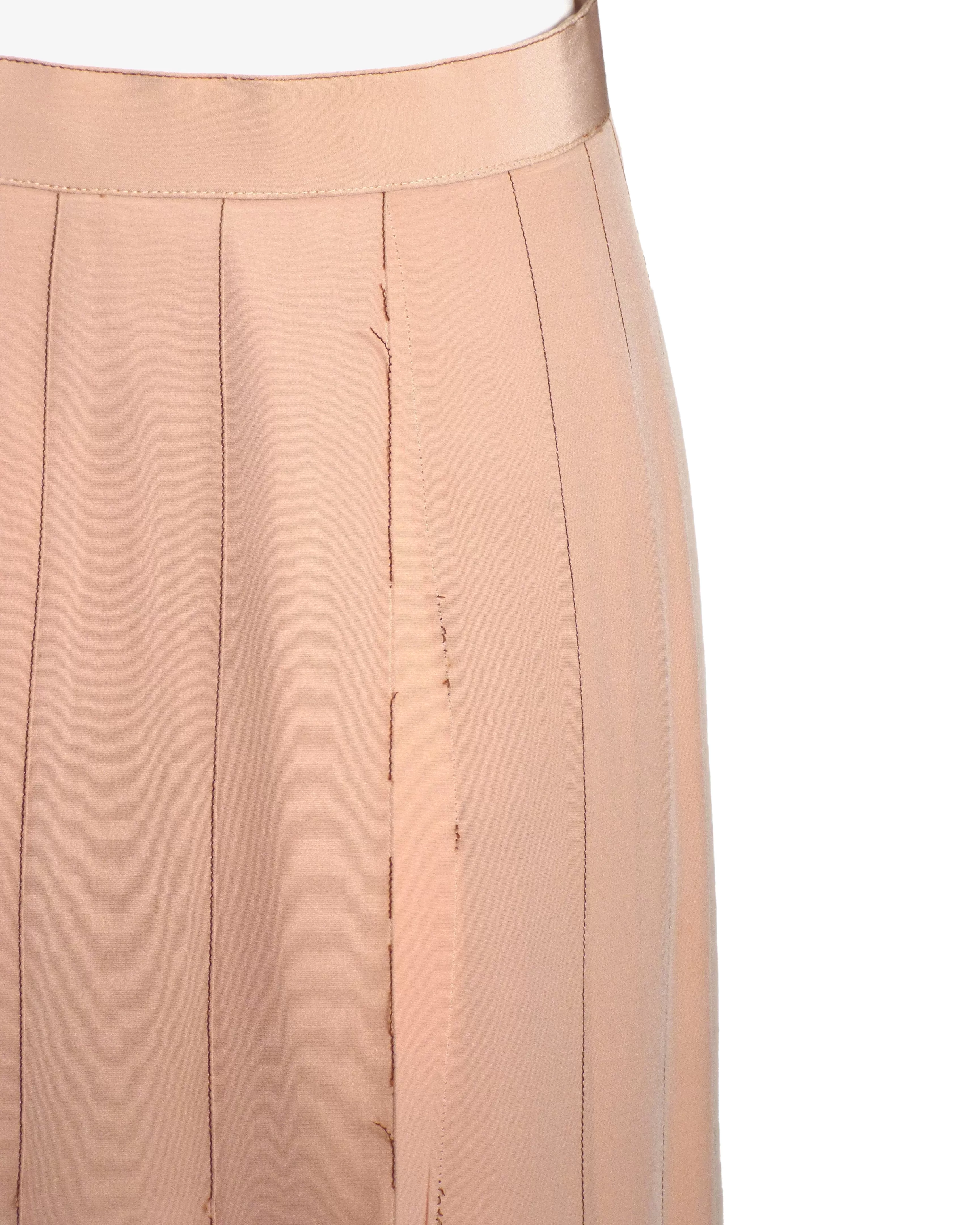 CHANEL-1970s Pink Pleated Silk AS IS Skirt, Size-8