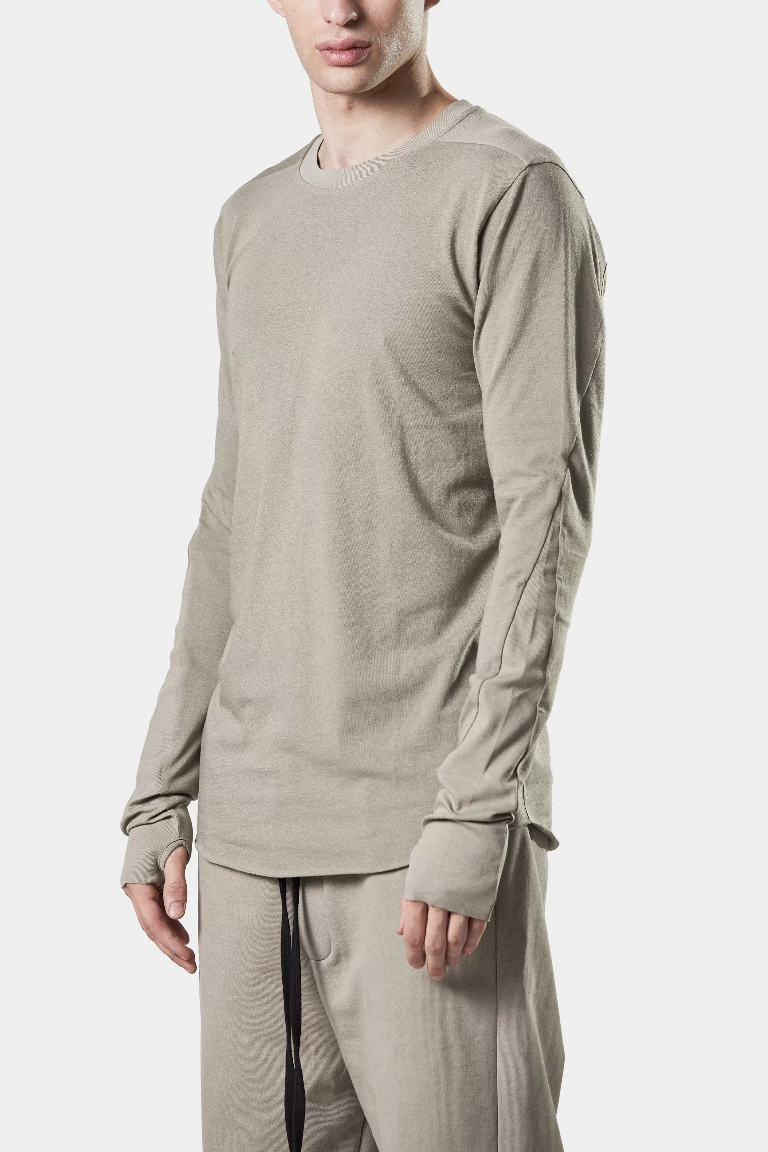 Contrast long sleeve t-shirt, Beige