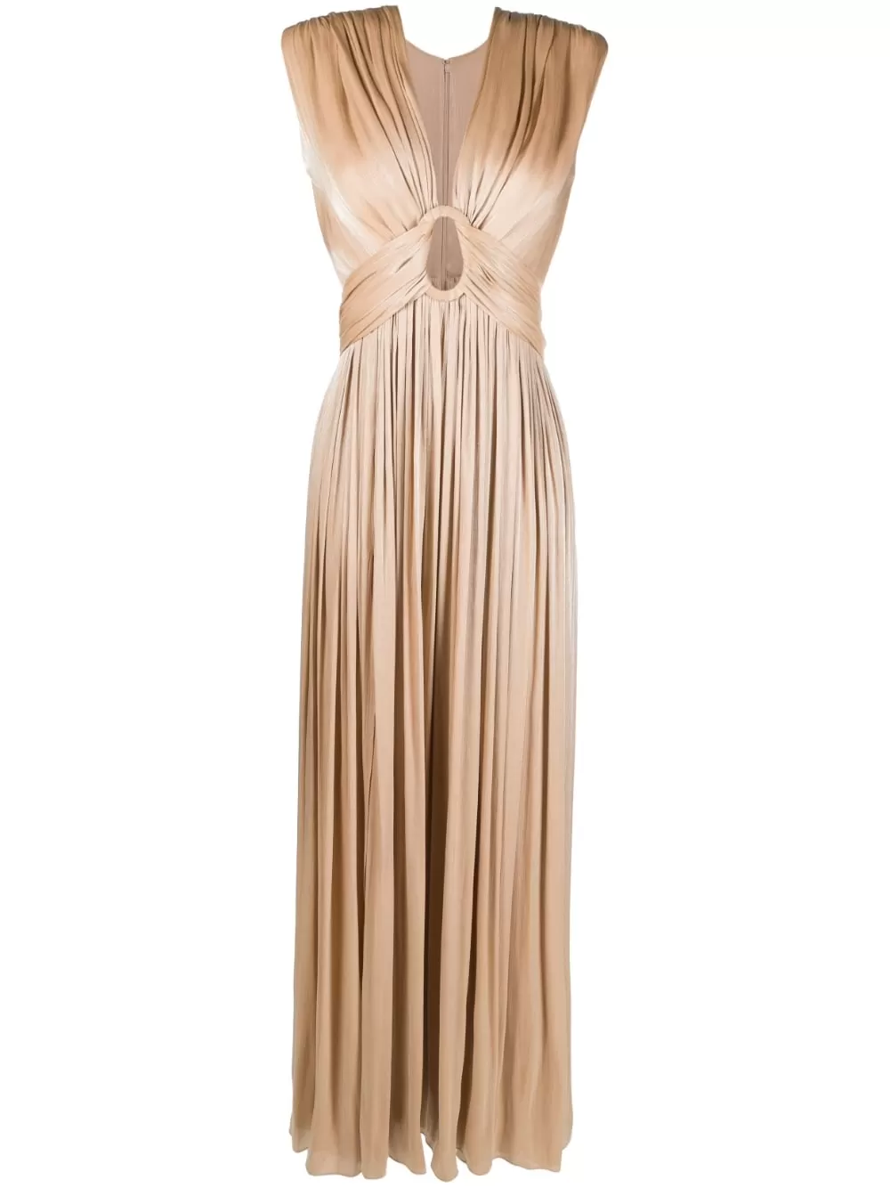 costarellos Beige Cut-out Pleated Gown UK 6