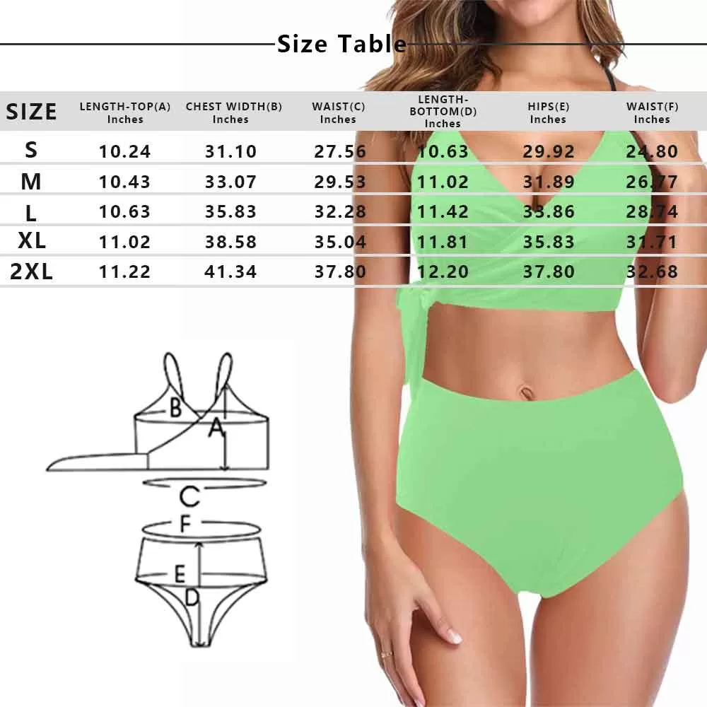 Custom Husband Face Coniferous Knot Side Bikini Swimsuit Women's Two Piece Swimsuit Personalized Bathing Suit Summer Beach Pool Outfits