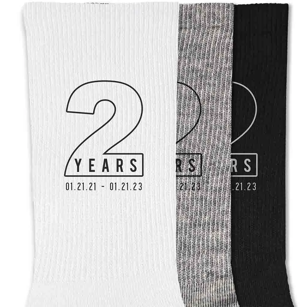 Custom Printed Socks for a 2 Year Anniversary Husband Gift