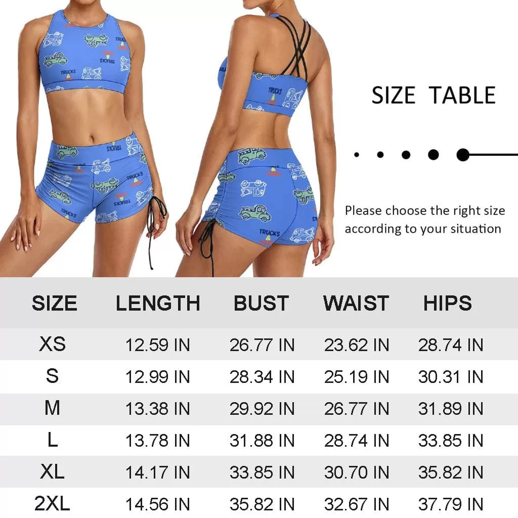 Custom Seamless Face Drawstring Boyshorts Bikini Set Personalized High Waisted Bikini Bathing Suit