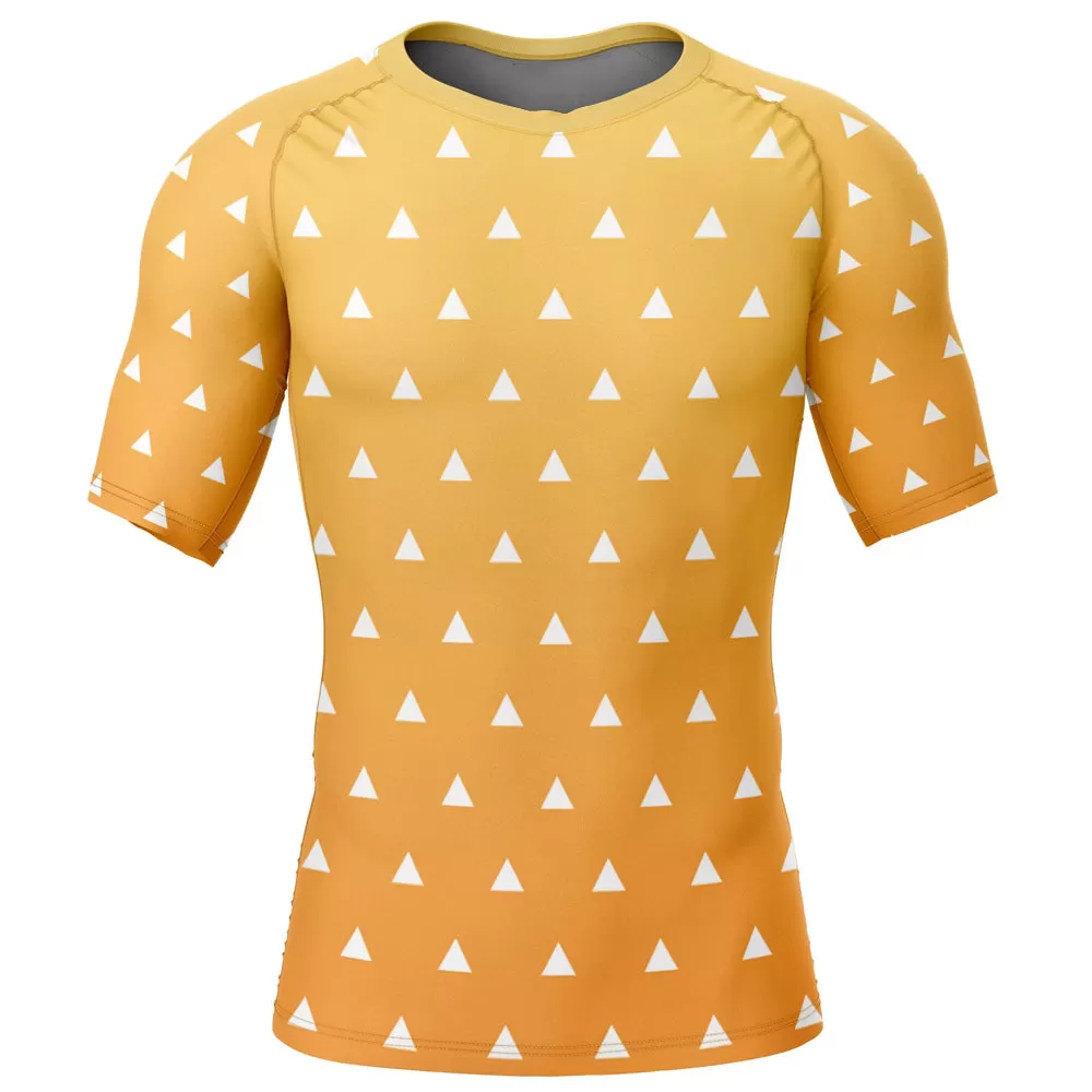 Demon Slayer 'Zenitsu Print' Short Sleeve Compression Rashguard