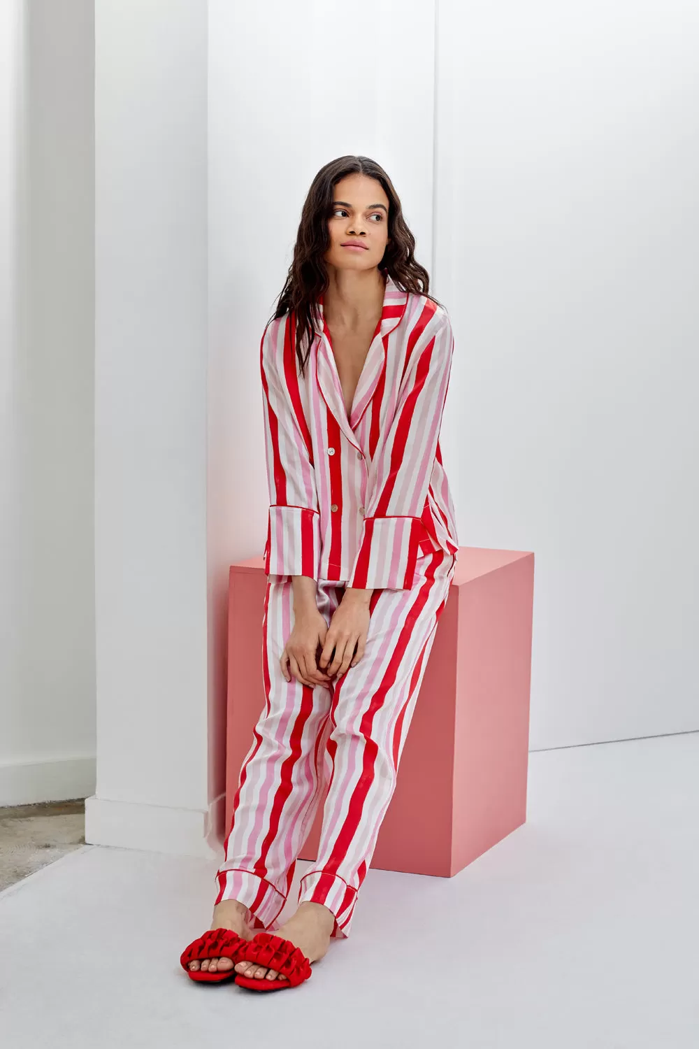 Dietrich Candy Stripe Silk Pyjama Set