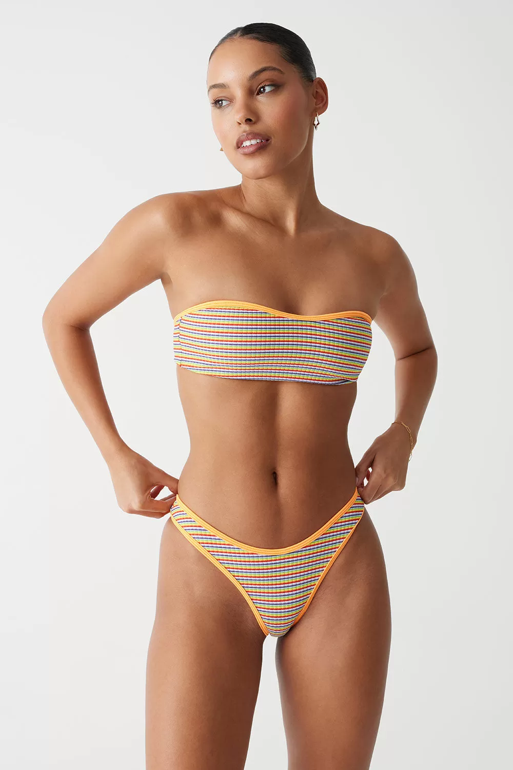 Dove Striped Classic Bikini Bottom - Hawaiian Sky