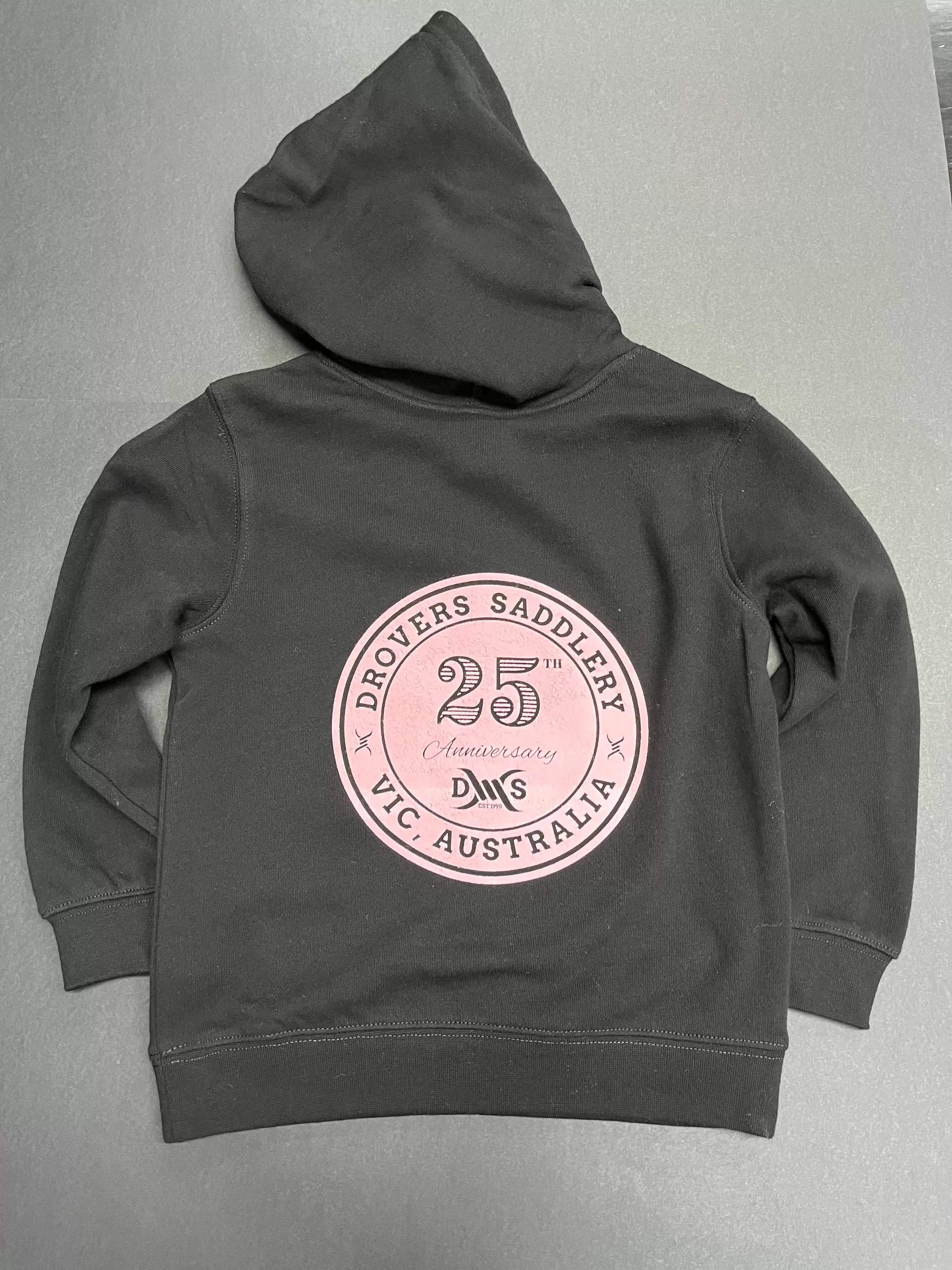 Drovers Saddlery '25th Anniversary' Kids Hoodie- Black/Pink