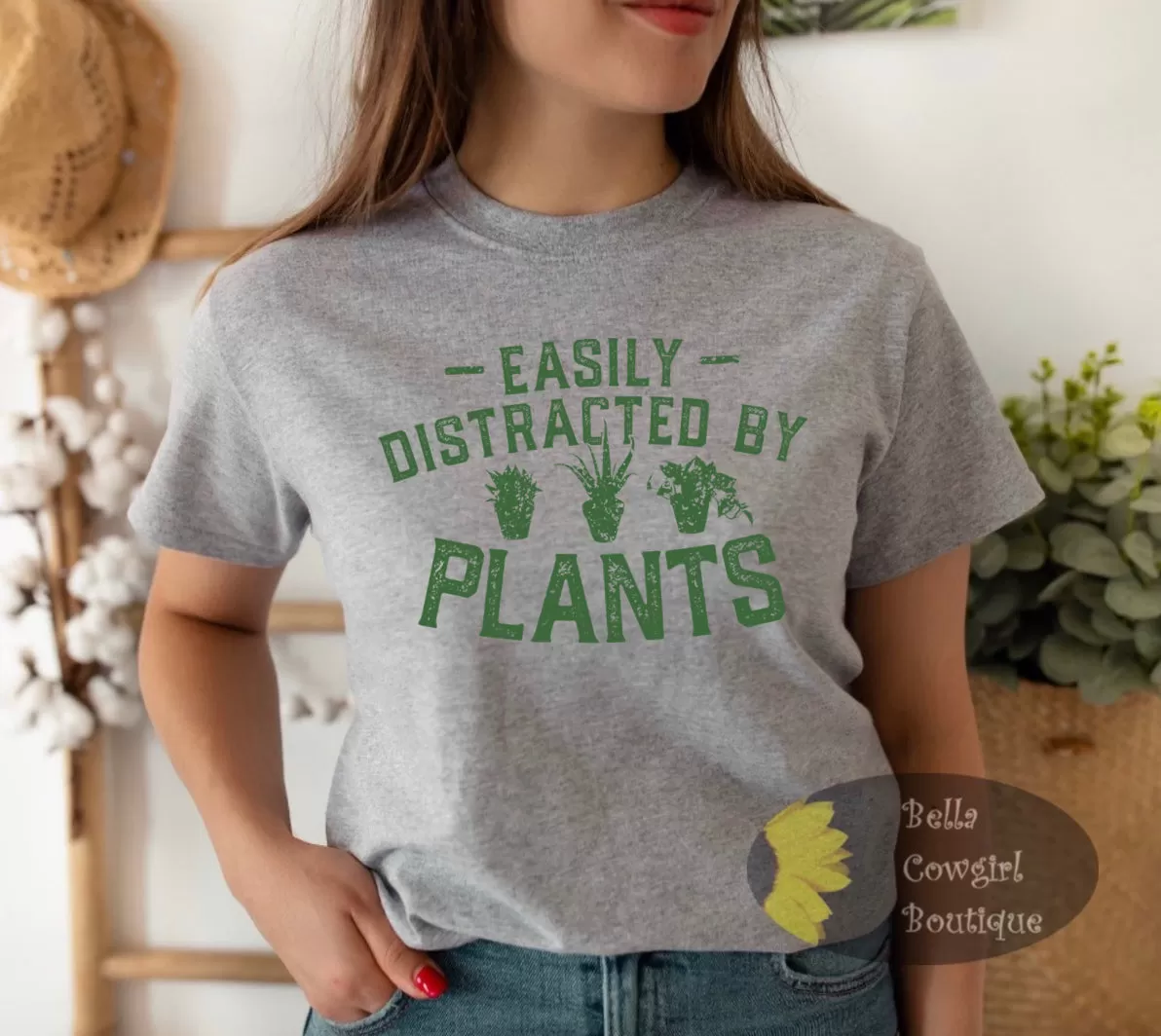 Easily Distracted By Plants Funny Gardening Women's T-Shirt