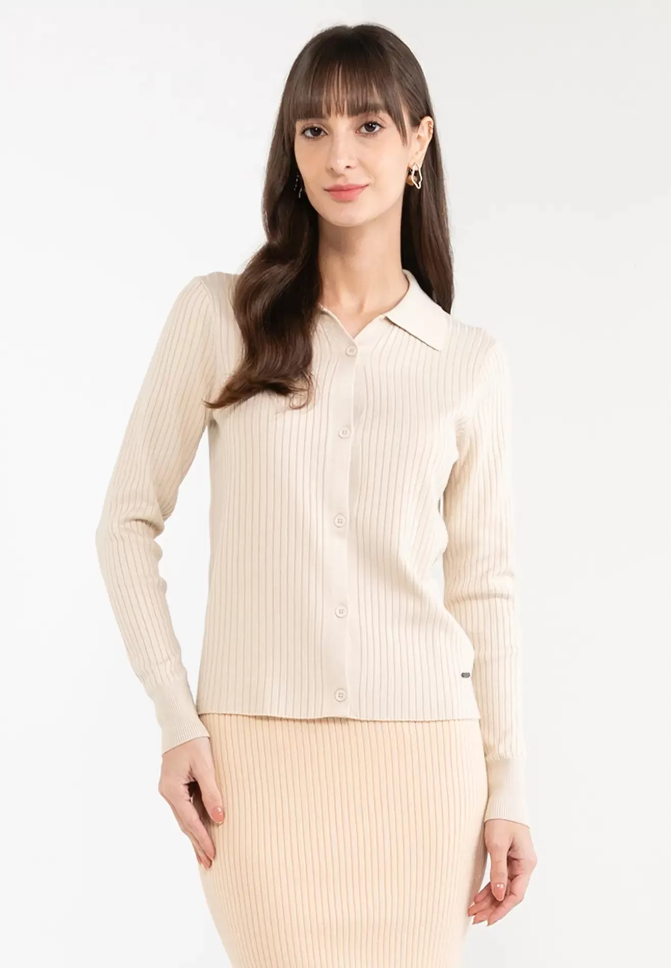 ELLE Apparel Collared Button Up Knit Top