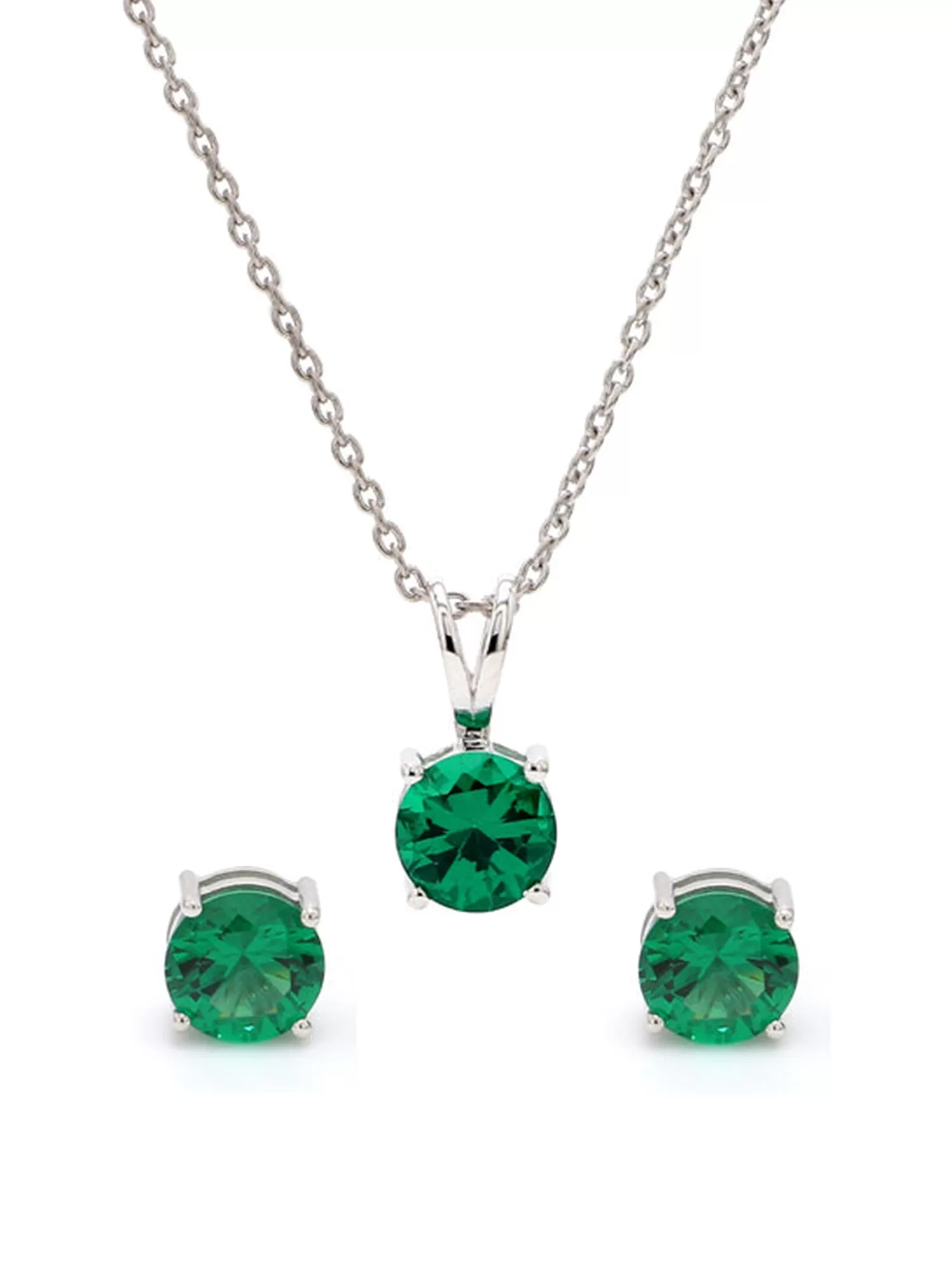 Emerald Pendant And Stud Earrings Set